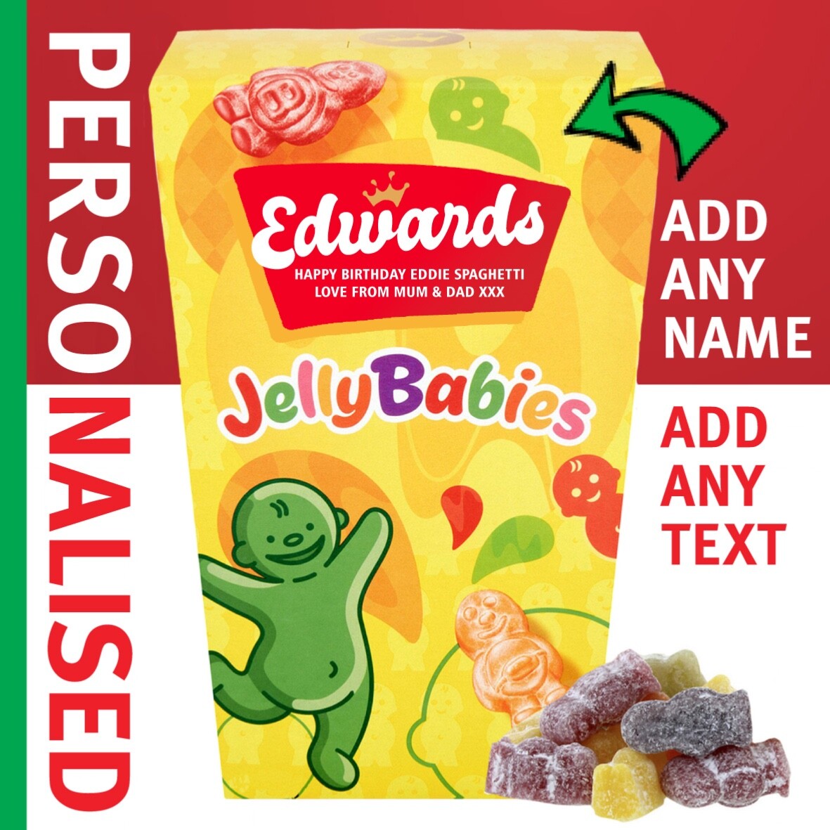 PERSONALISED Jelly Babies Sweets Gift Box | 350G | Hamper Birthday | Christmas 