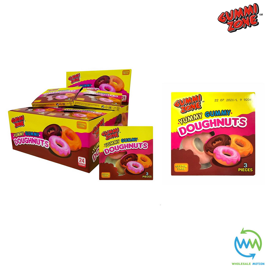 GUMMY Doughnut 23g Individual 3 DOUGHNUTS Gummi Zone RETRO Party Novelty SWEETS