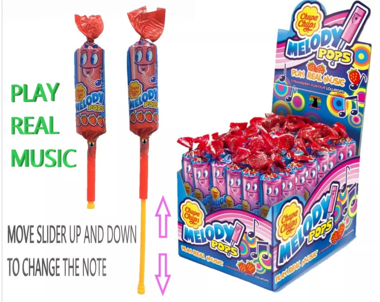 Chupa Chups Melody Pops (Pack of 12) Lollipops Retro Candy Whistles Sweets