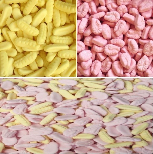 MINI SHRIMP & BANANA FOAM RETRO SWEETS KIDS PARTY FAVOUR TREATS pick and mix