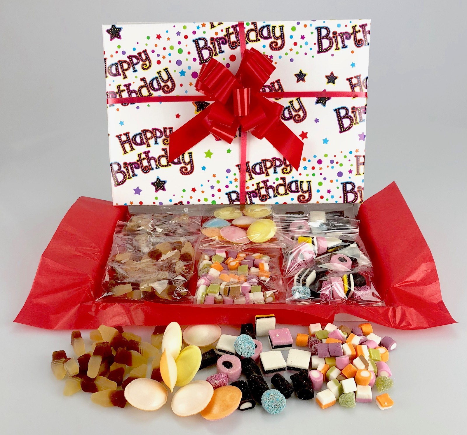 Happy Birthday RETRO SWEET HAMPER BOX Wrapped Gift His Hers 21 18 Mum Dad Friend