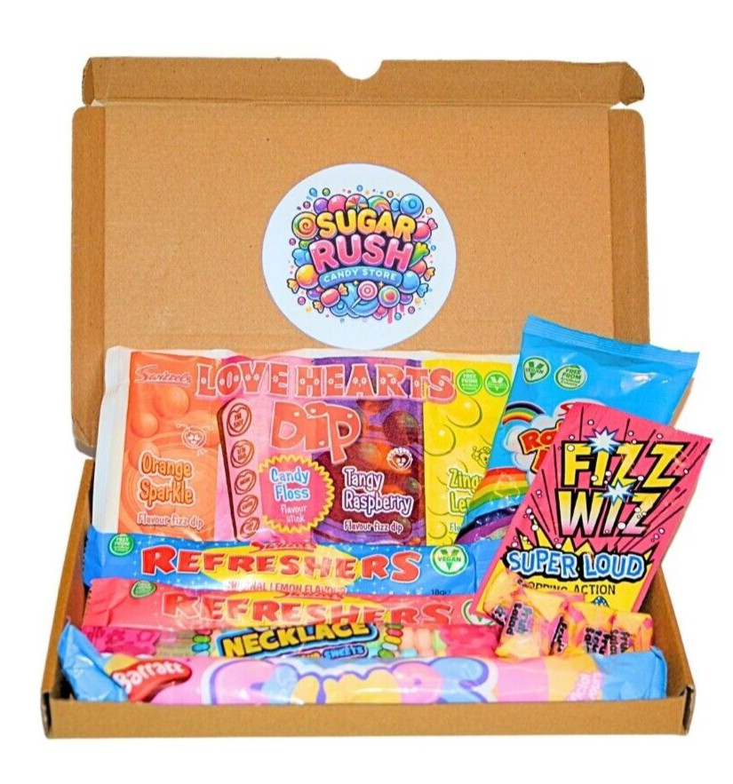 Retro Sweets Gift Box. Packed with Sweet. Hamper Letterbox Gift